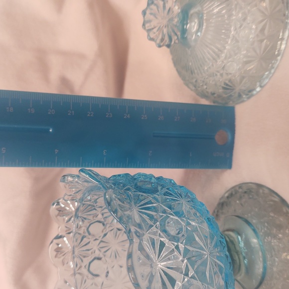 VERY RARE Candy Dish Vintage Fenton L.G. Wright Ice Blue Glass Daisy Button MCM - Picture 8 of 11